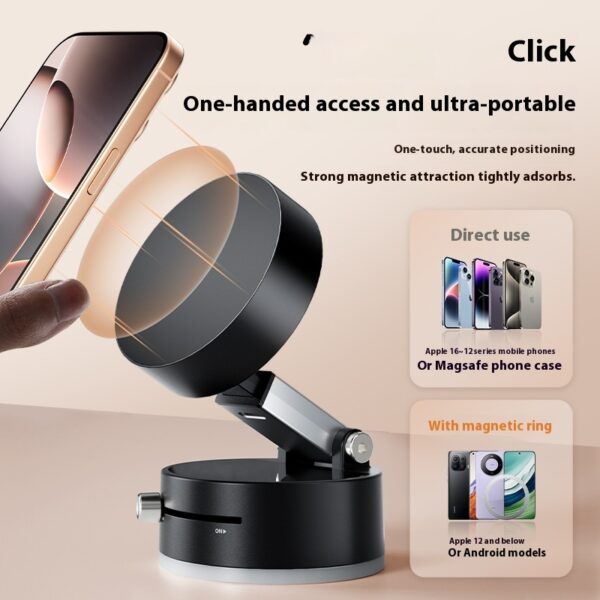 Support de téléphone de voiture magnétique pliable à ventouse avec navigation mains libres pour smartphone