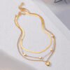 Retro Geometric Heart-Shaped Fashionable Metal Multi-Layer Necklace For Women
