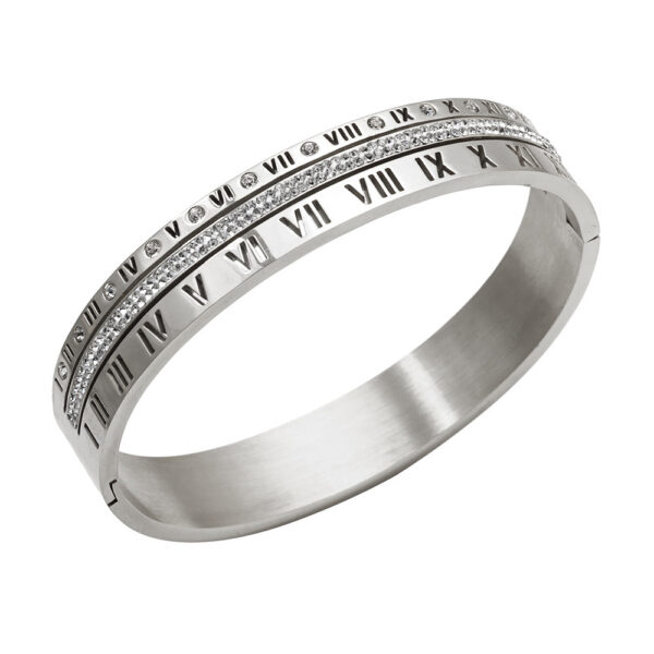 Roman Diamond Bracelet Titanium Steel Necklace Ring Set