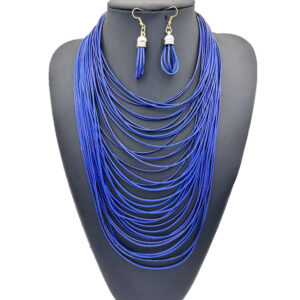 Wax Cord Multi-Layer Tassel Necklace Set