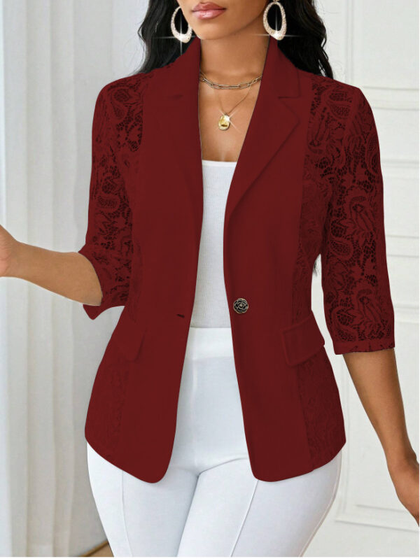 df9da98a-cfff-4999-85e7-65c2db729dca.jpg Lightweight Halflacepatched Singlebreasted Blazer Top