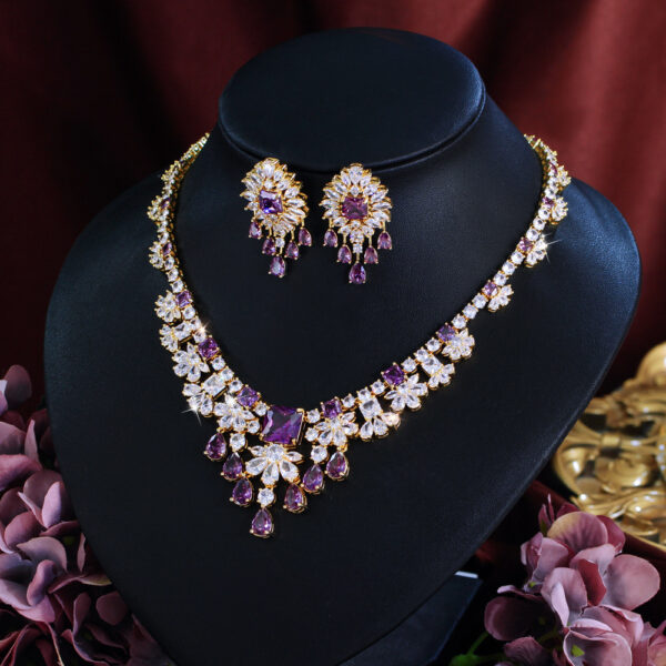 Two-piece Full-diamond Elegant Necklace And Earring Set