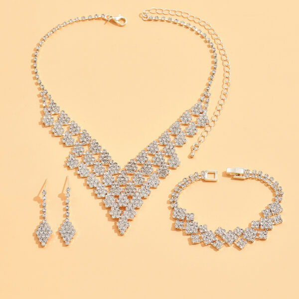 Diamond-shaped Jewelry Necklace Bracelet Earrings For Women