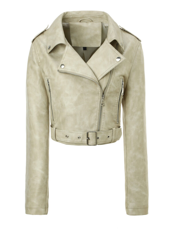 Veste de motard en cuir PU pour femme