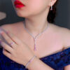 French-style Minimalist Luxury Zircon Necklace Earrings Bracelet And Ring Set 4-piece Set