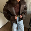 ef5e3de8-bf27-4bac-a76c-32558f2997ea.jpg Turn-down Collar Short Laced Brown Leather Jacket