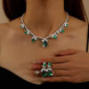 Colorful Intricately Crafted Zircon Necklace And Earrings Jewelry Set