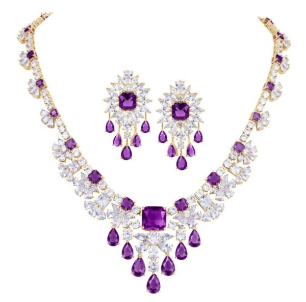 Two-piece Full-diamond Elegant Necklace And Earring Set