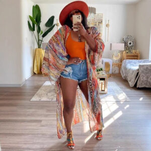 Chiffon Cardigan Resort Long Coat Cape