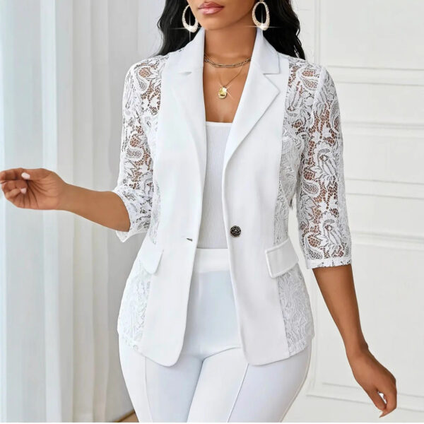 f8cbac84-22f7-4466-8073-5aa138e7ff0d.jpg Lightweight Halflacepatched Singlebreasted Blazer Top