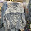 Womens Lace-embroidered Distressed Denim Jacket