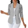 ffbb2eee-6e56-4f53-a578-012a73cec4f0.jpg Lightweight Halflacepatched Singlebreasted Blazer Top