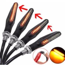 Newest 4x Universal flowing water flickering led motorcycle turn signals Indicators Flexible Blinkers Foldable Amber light lamp