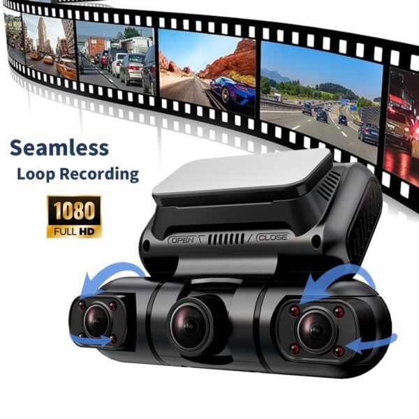 Hainatech 360 Degree View 4 Channel Dash Cam Front And Rear Inside Left Right, Dash Camera For Cars, Built-in GPS WiFi Night Vision, 24  7 Recording Parking Mode Monitor, Free 128G Card
