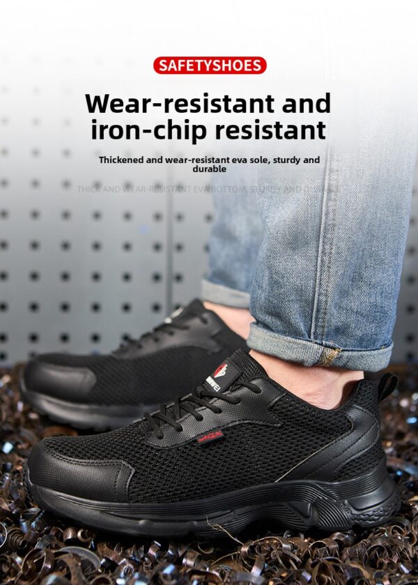 Chaussures de sécurité anti-perforation pour hommes, chaussures de travail d'été respirantes en maille, embout en plastique.