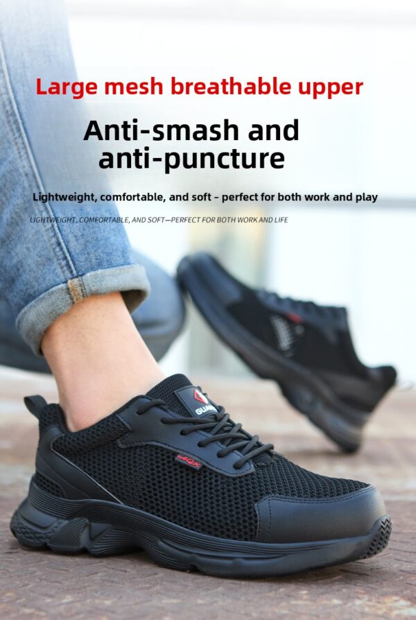 Chaussures de sécurité anti-perforation pour hommes, chaussures de travail d'été respirantes en maille, embout en plastique.