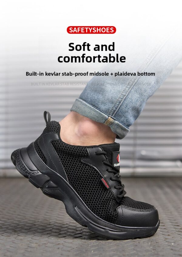 Chaussures de sécurité anti-perforation pour hommes, chaussures de travail d'été respirantes en maille, embout en plastique.