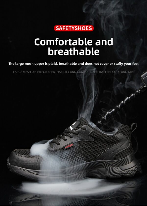 Chaussures de sécurité anti-perforation pour hommes, chaussures de travail d'été respirantes en maille, embout en plastique.