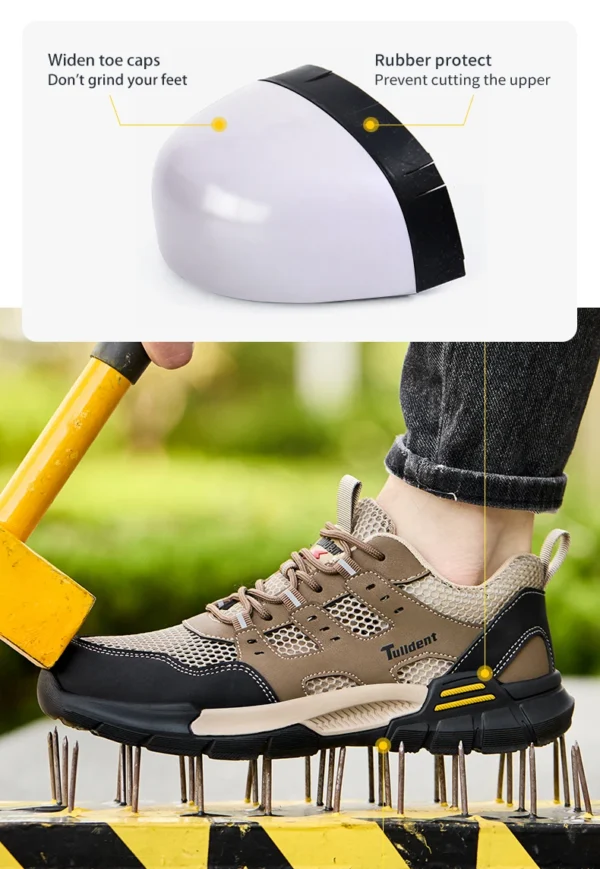 Chaussures de sécurité pour hommes, anti-écrasement et anti-perforation, légères et respirantes.