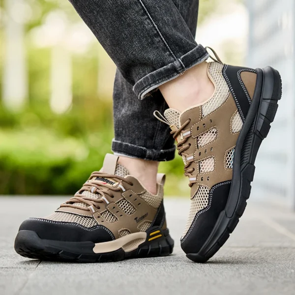 Chaussures de sécurité pour hommes, anti-écrasement et anti-perforation, légères et respirantes.