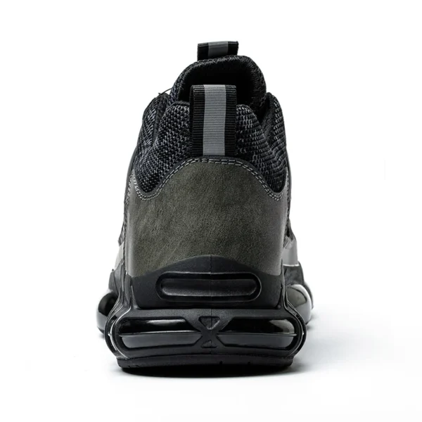 Chaussures de sécurité pour hommes avec fermeture à molette, embout en acier, coussin d'air et semelle anti-perforation.