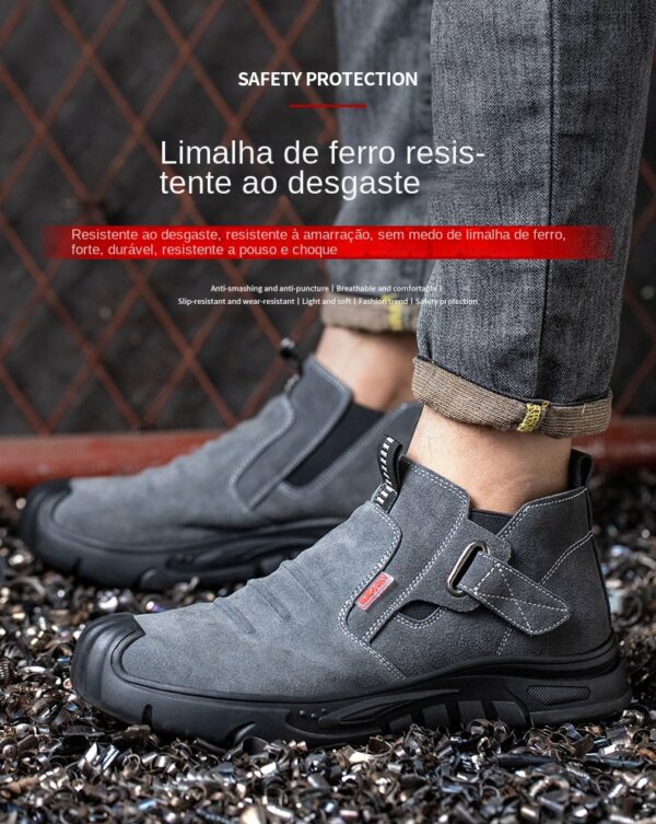 Chaussures de sécurité pour hommes en cuir véritable (croûte de cuir de vache), avec embout composite, semelle anti-perforation, propriétés antistatiques et conception adaptée au soudage ; bottes ultra-résistantes.