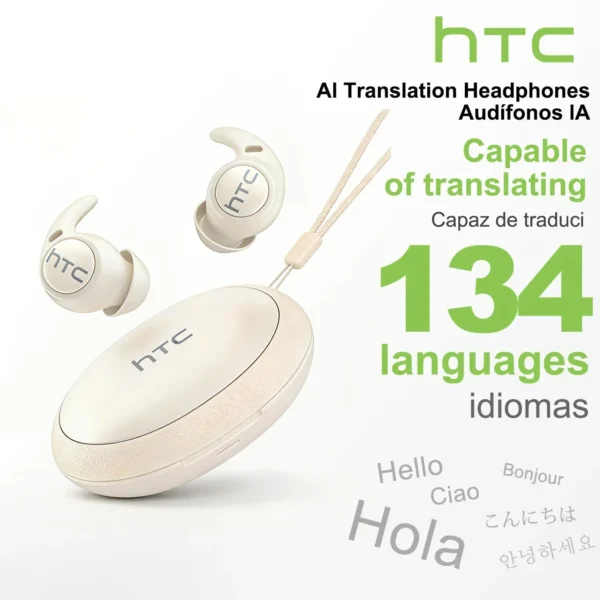 Écouteurs Bluetooth HTC NE76, mini-écouteurs invisibles avec traducteur IA pour le sommeil, écouteurs sans fil souples – Orange.
