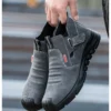 Chaussures de sécurité pour hommes en cuir véritable (croûte de cuir de vache), avec embout composite, semelle anti-perforation, propriétés antistatiques et conception adaptée au soudage ; bottes ultra-résistantes.