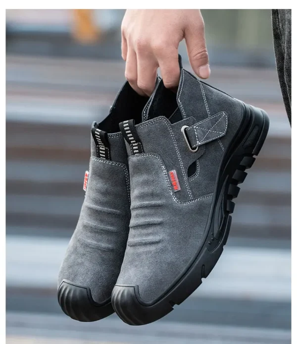 Chaussures de sécurité pour hommes en cuir véritable (croûte de cuir de vache), avec embout composite, semelle anti-perforation, propriétés antistatiques et conception adaptée au soudage ; bottes ultra-résistantes.