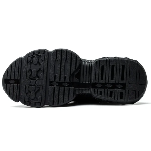 Chaussures de sécurité pour hommes avec fermeture à molette, embout en acier, coussin d'air et semelle anti-perforation.