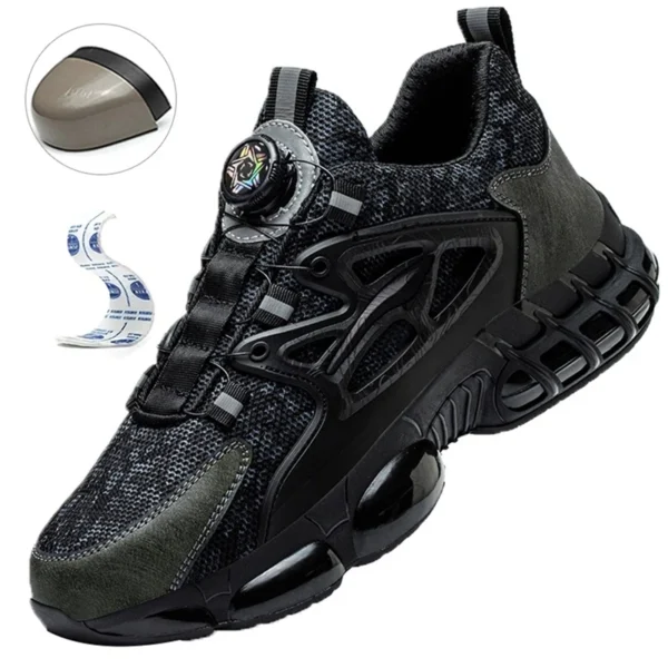 Chaussures de sécurité pour hommes avec système de serrage rotatif – Style sportif, anti-écrasement et anti-perforation