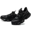 Chaussures de sécurité pour hommes avec fermeture à molette, embout en acier, coussin d'air et semelle anti-perforation.