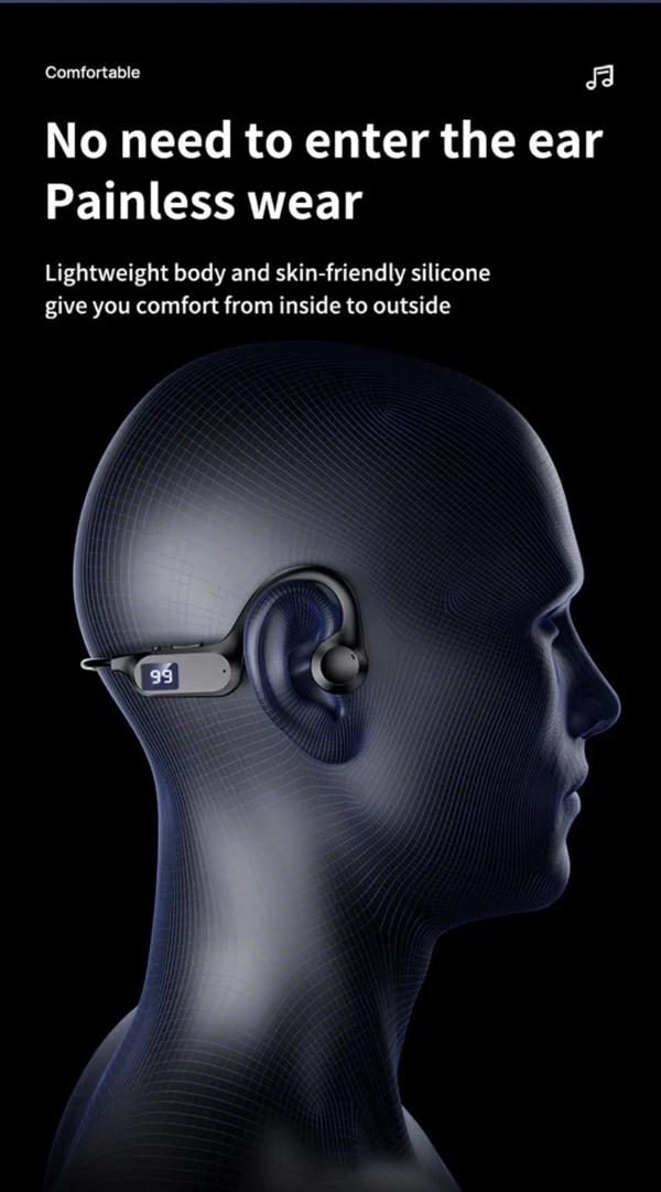 Écouteurs sans fil Lenovo à conduction osseuse – Compatibles Bluetooth, mains libres avec micro – Idéaux pour le sport, la course et la natation