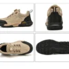 Chaussures de sécurité pour hommes avec embout en acier, semelles anti-écrasement, anti-perforation et antidérapantes ; chaussures de travail industrielles tendance à fermeture par bouton.