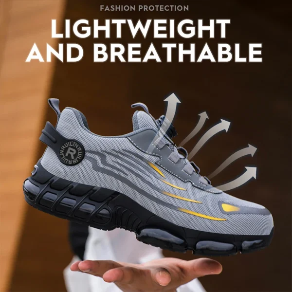 Chaussures de sécurité pour hommes avec système de serrage rotatif – Style sportif, anti-écrasement et anti-perforation