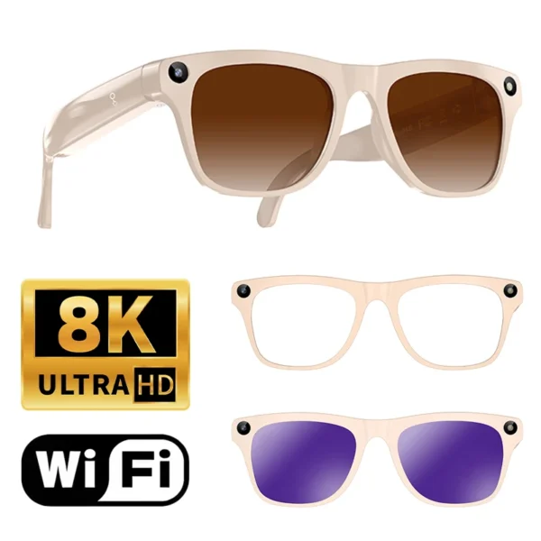 Lunettes de caméra Xiaomi 8K pour la prise de vue vidéo, traduction IA précise, appels Bluetooth, lecteur de musique, pour femmes et hommes, 8MP, lunettes de traduction