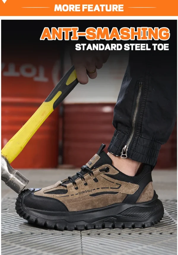 Chaussures de sécurité pour hommes avec embout en acier – Protection anti-écrasement et anti-perforation.