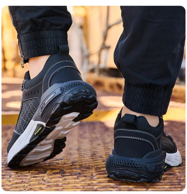 Chaussures de sécurité pour hommes – Style tendance, embout en acier anti-écrasement, semelle en Kevlar – Bottes de travail pour extérieur et atelier industriel – Fermeture à bouton