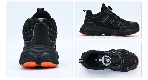 Chaussures de sécurité pour hommes avec fermeture rotative, embout en acier, bottes de travail industrielles respirantes.