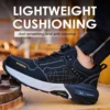 Chaussures de sécurité pour hommes – Style tendance, embout en acier anti-écrasement, semelle en Kevlar – Bottes de travail pour extérieur et atelier industriel – Fermeture à bouton