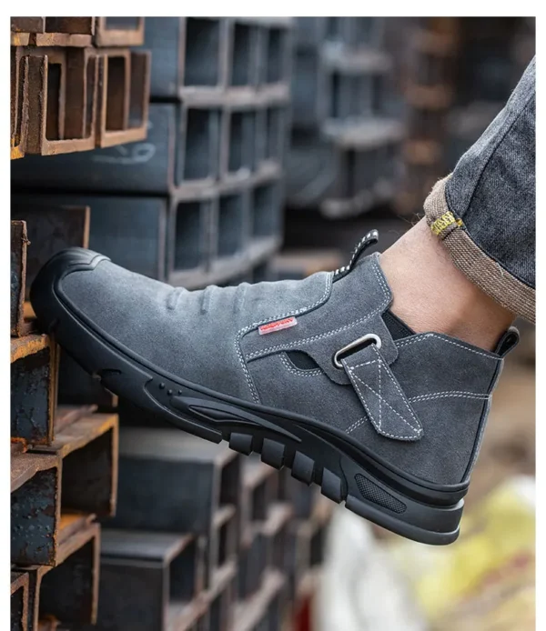 Chaussures de sécurité pour hommes en cuir véritable (croûte de cuir de vache), avec embout composite, semelle anti-perforation, propriétés antistatiques et conception adaptée au soudage ; bottes ultra-résistantes.