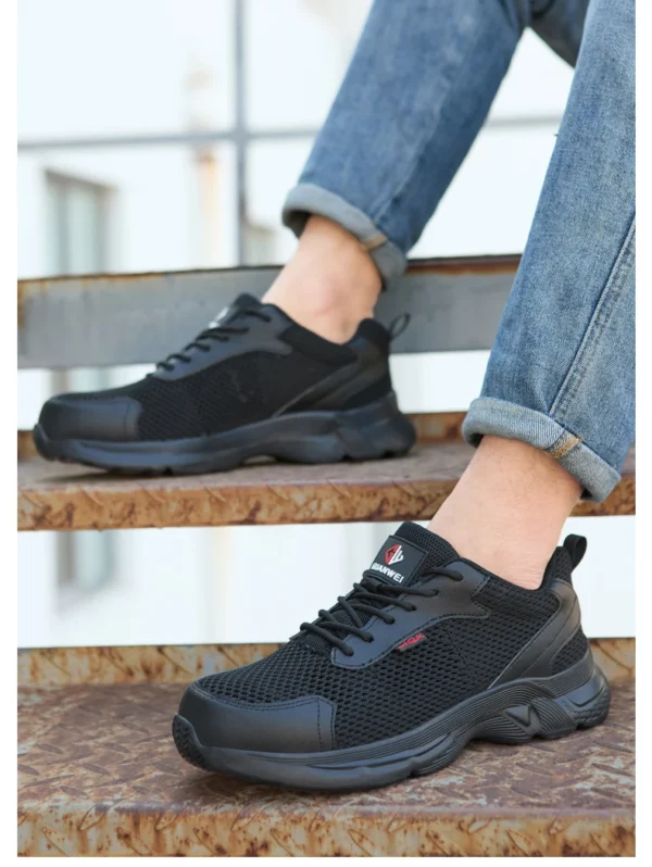 Chaussures de sécurité anti-perforation pour hommes, chaussures de travail d'été respirantes en maille, embout en plastique.