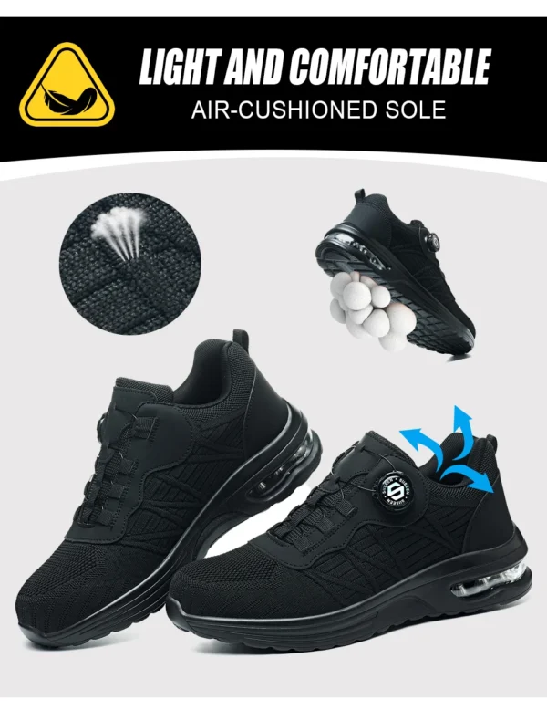 Chaussures de sécurité pour hommes avec fermeture rotative – Légères, anti-chocs et anti-perforation – Style sportif pour les professionnels en extérieur