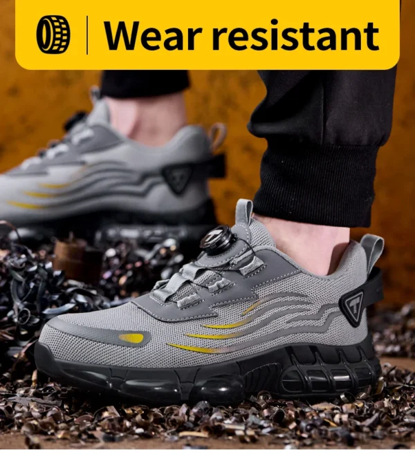 Chaussures de sécurité pour hommes à système de serrage rotatif, chaussures de travail, bottes de sécurité anti-perforation, bottes tactiques.