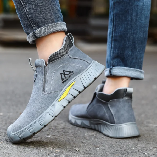 Chaussures de sécurité pour soudeurs (hommes) – Protection de travail anti-écrasement et anti-perforation, avec embout en acier.