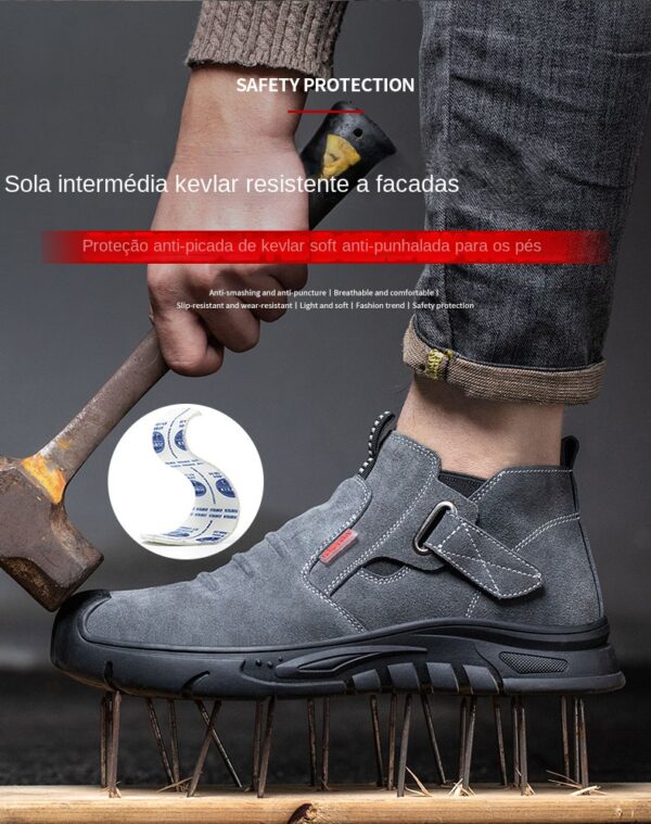Chaussures de sécurité pour hommes en cuir véritable (croûte de cuir de vache), avec embout composite, semelle anti-perforation, propriétés antistatiques et conception adaptée au soudage ; bottes ultra-résistantes.