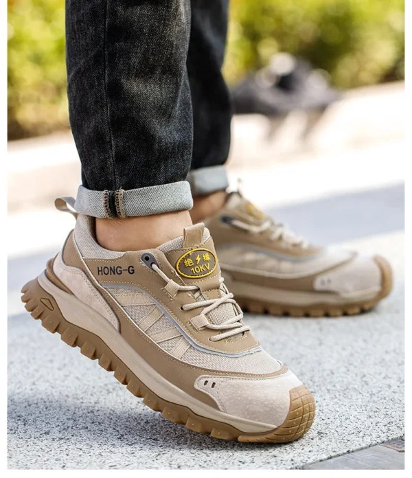 Chaussures de sécurité isolantes pour hommes avec embout en plastique, baskets de travail antidérapantes, chaussures de protection et bottes de travail anti-perforation.