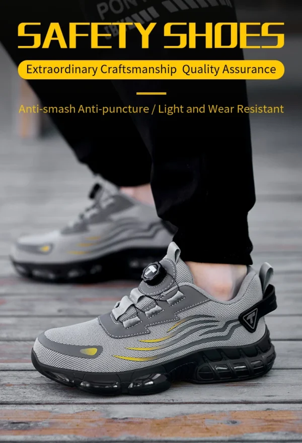 Chaussures de sécurité pour hommes à système de serrage rotatif, chaussures de travail, bottes de sécurité anti-perforation, bottes tactiques.