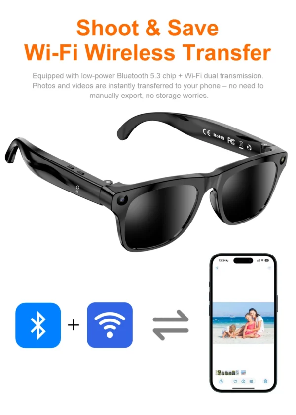 Lunettes de caméra Xiaomi 8K pour la prise de vue vidéo, traduction IA précise, appels Bluetooth, lecteur de musique, pour femmes et hommes, 8MP, lunettes de traduction