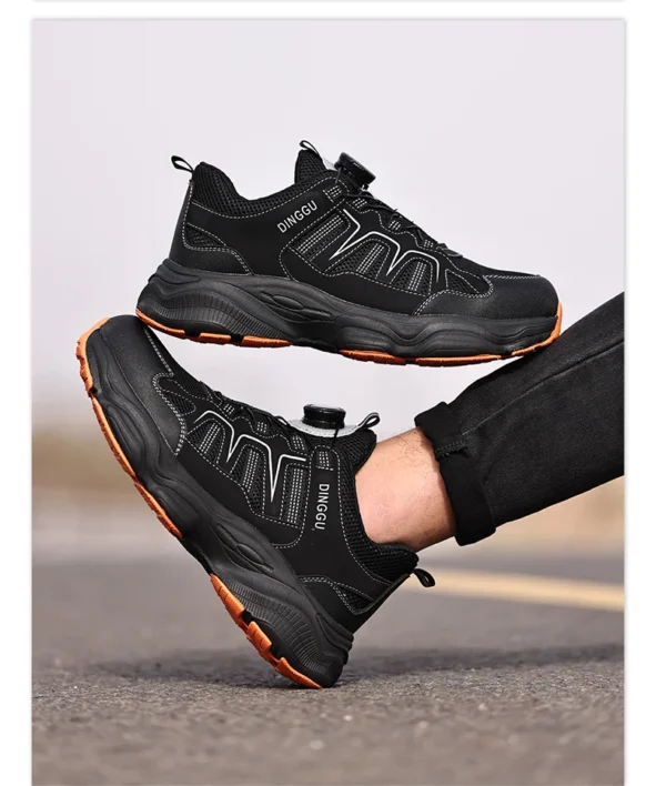 Chaussures de sécurité pour hommes avec fermeture rotative, embout en acier, bottes de travail industrielles respirantes.